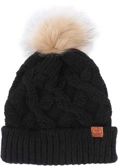 Stay toasty and trendy with our women's Cable Knit Faux Fur Pom Pom Beanie – where cozy meets chic in every stitch! Unleash your inner snow queen and let that pom pom lead the fashion parade! One Size Fits Most Cozy Cable Knit Beanie For Winter, Cozy Cable Knit Winter Beanie, Casual Winter Hat With Faux Fur Trim, Cozy Beanie, Cold Weather Hats With Pom Poms, Fall Beanie With Pom Poms For Cold Weather, Casual Fall Beanie With Pom Poms, Fur Pom Pom Beanie, Faux Fur Pom Pom