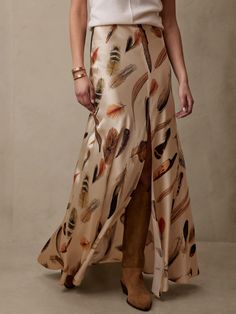 Eterno Silk Maxi Skirt | Banana Republic Silk Maxi Skirt Outfit, Floral Maxi Skirt Outfit, Neutral Print, Silk Maxi Skirt, Maxi Skirt Outfits, Wrap Maxi Skirt, Clothing Sites, Silk Maxi, Floral Maxi Skirt