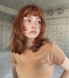 Volume On Top Haircut, Shaggy Hair With Bangs Choppy Layers, Micro Bangs With Face Framing, Layers And Bangs Medium, Medium Style Hair, Micro Bangs Round Face, Cool Short Hair Styles, Cheveux Oranges, Haircut Inspo