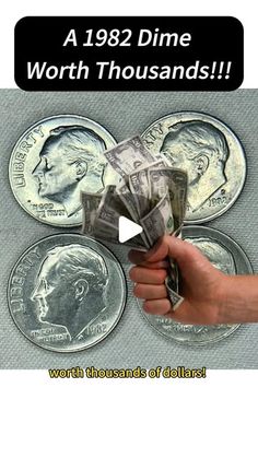 a person holding money in their hand with the words, a 1932 dime worth thousands