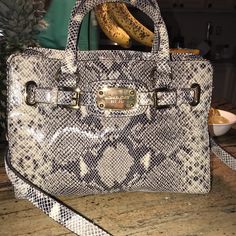 Snake Skin Never Used Perfect Condition Designer Gray Bags, Designer Gray Bags With Detachable Handle, Designer Gray Bag With Branded Hardware, Designer Gray Bag With Detachable Handle, Gray Rectangular Bag With Gold-tone Hardware, Gray Rectangular Shoulder Bag With Gold-tone Hardware, Designer Gray Shoulder Bag With Gold-tone Hardware, Halter Top Bathing Suits, Michael Kors Bag Black