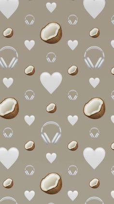 the pattern is made up of hearts and nuts