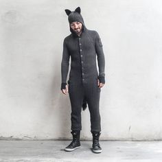 "**SIZES IN STOCK - XS, S, M, L - SHIPS IN 1-3 BUSINESS DAYS** **AVAILABLE ON BACKORDER - XL - PLEASE ALLOW 2-3 WEEKS TO SHIP** BLAMO WOLF COSTUME FOR MEN AND WOMEN Howl at the moon as you hunt for your pack in our suit made for creatures big and small. Sooo comfy and stretchy, you'll never want to take yours off. We pride ourselves on making the most detailed, unique animal suits out there for creatures big and small. We use 100% cotton knit, which we fabricate using a hand drawn flat knitting Wolf Onesie, Jumpsuit For Men, Matching Family Halloween Costumes, Wolf Halloween Costume, Winter Costume, Cozy Pjs, Wolf Costume, Onesie Costumes, Scary Halloween Costume