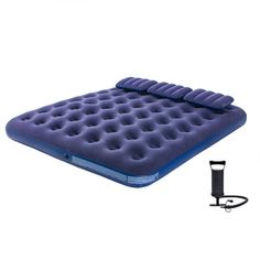 an inflatable air mattress with straps attached to it and the back side open