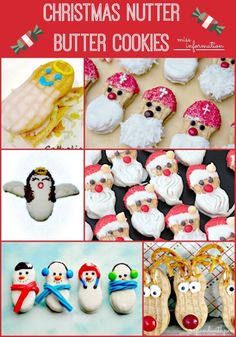 christmas nutter butter cookies collage with pictures of different types of cookies and decorations