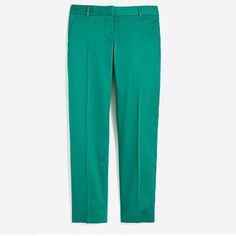 J. Crew's Skimmer Pant In City Fit. Cotton Pants With A Hint Of Stretch. Cute With A Flattering Fit. Sits Just Below Waist. Fitted Through Hip And Thigh, With A Straight, Cropped Leg. Slant Pockets. Spring Green Chinos With Welt Pockets, Fitted Green Chinos For Spring, Green Dress Pants With Welt Pockets For Spring, Green Chinos Trousers For Work, Green Tapered Leg Work Pants, Green Work Pants For Spring, Classic Green Chinos For Workwear, Classic Green Workwear Chinos, Classic Green Work Pants