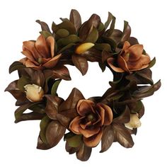 a wreath with flowers is shown on a white background