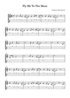 sheet music with the words fly me to the moon