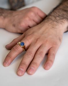 Our Skeie's signet ring, set with a hand-selected cabochon tanzanite, in a gorgeous high polish 14kt gold. Tanzanite measures 10x8mm Domed Sapphire Ring As A Gift, Timeless Oval Cabochon Signet Ring As Gift, Formal 14k Gold Sapphire Ring With Round Stone, Modern Cabochon Signet Ring For Anniversary, Modern Tanzanite Rings, Modern Gold Rings With Sapphire, Modern Sapphire Signet Ring For Formal Occasions, Yellow Gold Signet Ring With Round Stone For Gift, Gold Tanzanite Rings For Formal Occasions