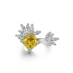 a yellow diamond ring with white diamonds