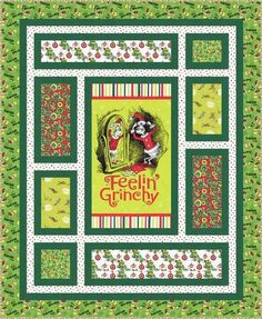 Grinch is the most loved Christmas character, and who would not love this cute quilt.  Fun easy quilt with a panel as the center of the quilt.  What a fun quilt for the holidays. Licensed fabric. Finished size of quilt. 72.5" x 88.5"

Included in the Kit: Pattern, Fabric for top, binding 

Not Included in the Kit: Batting and Backing

Backing Needed 5.5 yards Grinch Quilt, Panel Quilt Patterns, Pdf Quilt Pattern, Pattern Pictures, Christmas Characters, Panel Quilts, Christmas Quilts