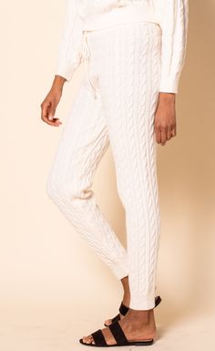 The Lorena Pants White - Pink Martini Collection Pink Yeti, Quilted Pants, Pants White, Cold Weather Outfits, Favorite Sweater, Winter Clothing, Womens Wellness, Knit Pants, Oversized Sweater