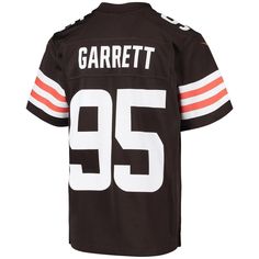 When Myles Garrett is on the field, opposing teams take notice, so help your youngster show some love for one of the top players in the NFL with this exclusive Cleveland Browns Game jersey from Nike. Complete with mesh panels for extra breathability, this jersey replicates the authentic one that Myles Garrett wears every Sunday, giving your young fan the perfect piece of gear for every Cleveland Browns game this season. Imported Heat-sealed graphics Material: 100% Polyester Brand: Nike Short sle Nike Team Spirit Jersey For Sports Events, Football Season Sports Jersey With Letter Print, Nike Football Season Sports Jersey, Nike Football Season Jersey, Nike Football Season Jersey With Team Logo, Nike Sporty Jersey For Game Day, Nike Jersey With Team Name For Sports, Nike Sports Jersey With Team Name, Football Season Sports Jersey With Team Logo