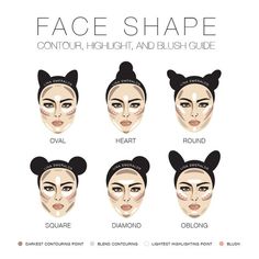 Glasses For Your Face Shape, Contouring Guide, Diamond Face Shape, Face Shape Contour, How To Apply Blush, Makeup Contouring, Glasses Makeup, How To Contour, Diamond Face