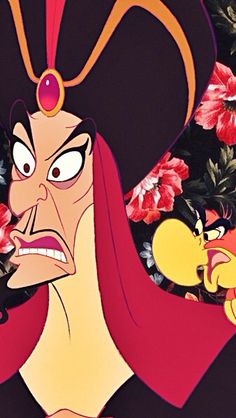 the evil queen from disney's beauty and the beast is surrounded by red flowers