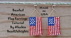 the american flag earrings are made in usa and have beaded beads hanging from them