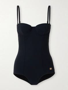 Dolce&Gabbana's swimsuit is reminiscent of vintage pin-up styles. Designed with padded, underwired cups and full coverage briefs, it's made from smoothing stretch fabric and has a sizable back cutout and subtle 'DG' embellishment. Adjust the straps to your ideal fit or remove them completely. European Bathing Suits For Women, Classy One Piece Swimsuit, Elegant Swimsuit, Vintage Dolce And Gabbana, Designer Swimsuit, Style 2025, Bathing Suit Designs, Cutout Swimsuit, Thrift Inspo