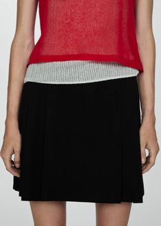 Pleated mini-skirt - Woman | MANGO USA Modern Mini Skirt With Lining, Modern Lined Mini Skirt, Modern Short Length Lined Mini Skirt, Relaxed Mini Skirt For Workwear, Modern Lined Pencil Mini Skirt, Fitted Mini Skirt For Layering, Workwear Mini Hem Lined Skirt, Casual Skirt Bottoms For Layering, Modern Pleated Mini Skirt