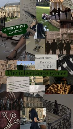 a collage of photos with words and images about the different games played by people