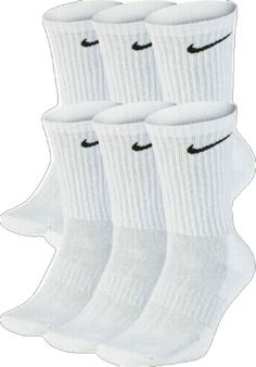 White Nike Socks, Nike Crew Socks, Nike Socks, Swoosh Logo, Nike Kids, Athletic Socks, White Nike, Black & White, 6 Packs