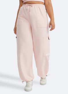 Embrace roomy wide legs and a stretchy fit for ultimate comfort, paired with a flattering high waist for added style. Whether it's grocery runs, lazy Sundays, or a casual hangout, these joggers have you covered in relaxed elegance. Pink Relaxed Fit Wide-leg Sweatpants, Pink Wide-leg Relaxed Fit Sweatpants, Pink Wide Leg Sweatpants For Lounging, Pink Wide Leg Sweatpants Athleisure Style, Pink Wide Leg Athleisure Sweatpants, Comfortable Pink Leisure Pants, Relaxed Fit Full-length Parachute Pants For Loungewear, High Waist Parachute Pants With Relaxed Fit For Loungewear, Dance Leggings