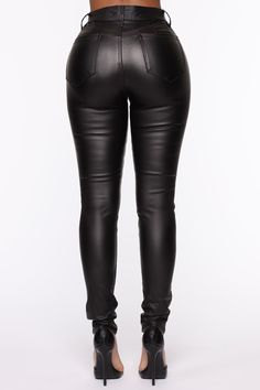 Available In Black And Burgundy PU Coated Pant Skinny Leg Mid Rise Front Pockets Button And Zipper Closure Stretch 75% Rayon 21% Nylon 4% Spandex Imported | She Bad PU Leather Pant in Black size 5 by Fashion Nova Flattering Outfits, Leather Pant, Loungewear Women, Girls Summer Outfits, Womens Loungewear, Rompers Women, Womens Maxi Dresses, Active Wear For Women, Women Lingerie