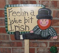 This leprechaun is ready to celebrate st. patty's day!! overall height of sign is about 36 inches which includes wood ground stake! leprechaun is cut from 1/2 inch high quality wood by me and hand painted by me!!   he comes with a metal ground stake attached for immediate display upon arrival!! he is also painted on all edges and back with an exterior grade paint and then sealed with 2 coats to withstand all weather elements. thank you!! Outdoor Yard Art, Irish Leprechaun, Yard Decorations, Art Sign, British Indian Ocean Territory, Sign Art, Yard Decor, Yard Art, Caribbean Netherlands