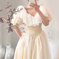 Summer Romantic Fairy Dress Woman Chic Vintage Dresses Party Night, Soft Princess, Apricot Dress, Harajuku Grunge, Sleeve Ruffles, Summer Goth, Office Shoes Women, Dress Party Night, Parka Women