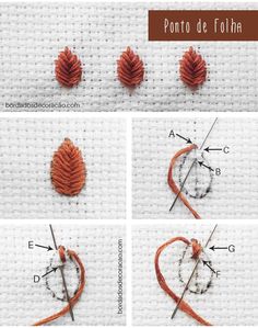 instructions to crochet an acorn leaf for the fall or winter season in spanish