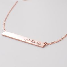 CUSTOM NAME BAR NECKLACE  -------- ENGRAVING ------- Personalized Bar Necklace, Name Plate Necklace, Rose Gold Bar, Engraved Bar Necklace, Bar Necklace Personalized, Silver Bar Necklace, Plate Necklace, Numbers Font, Engraved Necklace