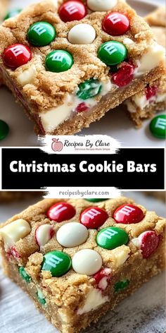 christmas cookie bars with m & m candy on top