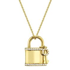 14KT GOLD 0.21 CTW DIAMOND LOCK & KEY NECKLACE Yellow Tam Kaur, Diamond Fashion Jewelry, Lock Pendant, Key Pendant Necklace, Pendant Diamond, Studded Necklace, Locks & Key, Key Necklace, Buying Diamonds