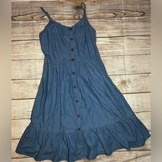 Nwot Denim Dress Size M Blue Adjustable Straps Offers Welcome! Bundle 2 Or More Items For Extra Savings! Fast Shipping! Casual Chambray Dress In Dark Wash, Casual Dark Wash Chambray Dress, Blue Cotton Denim Summer Dress, Casual Blue Chambray Dress, Casual Blue Denim Dress For Beach, Casual Blue Denim Dress For The Beach, Casual Light Wash Midi Dress, Casual Dark Wash Cotton Midi Dress, Casual Denim Blue Midi Dress For Day Out