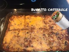 the casserole is ready to be baked in the oven with cheese and other toppings