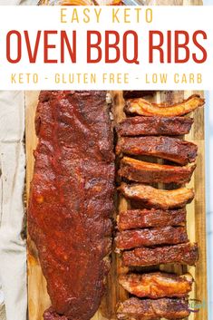 ribs and barbecue sauce on a cutting board