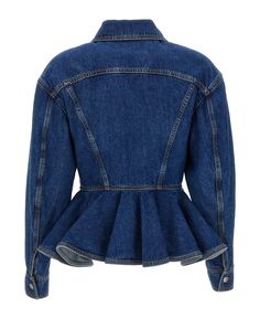 Royal Blue Outfits, Alexander Mcqueen Jacket, Denim Diy Clothes, Denim Wear, Peplum Jacket, Boutique Dress Designs, Denim Jacket Women, Women's Coats, Dolce & Gabbana