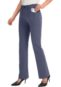 PRICES MAY VARY. Comfortable Work Pants: Spandex. No see-through, wrinkle-resistant, four-way stretch fabric for superior comfort. Dressy Design: 2 office style slash pockets and 2 stereo sewn back pockets, deep enough for convenience storage. Elastic waist with belt loop，decorative button and faux fly (non-functional) giving you a business dressy and classic look Stretch pants can work with different inseam lengths（28 inseams /30 inseams /32 inseams /34 inseams）Please find the marks at the bott Amazon Business Casual Outfits For Women, Business Casual Slacks, Yoga Dress Pants, Work Slacks, Body Positive Fashion, The Perfect Jeans, Yoga Dress, Casual Slacks, Slacks For Women