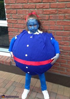 Julie: My daughter Ciara needed a costume for world book club day. She decided on rohl Dahyl Charlie and the chocolate factory violet. We completed a paper mâché of a medicine... Chocolate Factory Costume, Inspired Costumes, 2015 Halloween Costumes