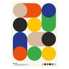 a poster with different colors and shapes on it