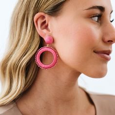 Make the fashion statement of the season with these edgy, lightweight For My Good Statement Earrings! Create a lovable look with the fun circle design, available in your choice of blush pink or fuchsia! Perfect for everyday wear and guaranteed to turn heads! Handmade by Female Artisans Hypoallergenic Post Measures 2 1/2" by 1 1/2" Premium Seed Beads Felt Backing Stainless Steel Post Lightweight for Everyday Wear Bold Accessories, Steel Post, My Good, Beaded Bags, Circle Design, Women Artisans, Spring Collection, The Fashion, Fashion Statement