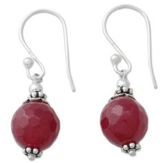 Globes of red agate reveal subtle honeycomb facets. From Narayani, these earrings are handcrafted of sterling silver to showcase the lovely gems. Red Faceted Carnelian Jewelry, Red Carnelian Gemstone Earrings, Red Sterling Silver Earrings With Natural Stones, Faceted Red Sterling Silver Jewelry, Ruby Faceted Earrings As A Gift, Red Faceted Sterling Silver Jewelry, Faceted Ruby Earrings As Gift, Best Earrings, Silver Diamond Necklace