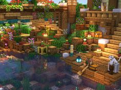 Minecraft Boardwalk Ideas, Jungle Home Minecraft, Minecraft River Ideas, Minecraft Jungle Builds, Minecraft Lake, Minecraft House Ideas, Case Minecraft, Capas Minecraft