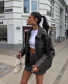 Chique Outfits, Leather Jacket Outfits, Looks Street Style, Outfit Inspo Fall