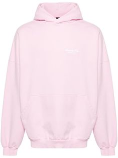 light pink cotton jersey texture slouchy hood drop shoulder long sleeves embroidered logo at the chest front pouch pocket ribbed cuffs and hem French terry lining When buying this unisex item, keep in mind that it is graded in standard men's sizing. We've partnered with Good On You — an independent agency that rates how brands perform in relation to their impact on the planet, people and animals, with a multi-criteria rating simplified to a five points scale. In order to be awarded our conscious label, larger brands need to score a minimum of four out of five ('Good'), while smaller brands must score at least three out of five ('It's A Start'). This item comes from a brand rated three out of five ('It's A Start') by Good on You at the time it was added on FARFETCH. Please note, this is a b City Shorts, Balenciaga Triple S, Embroidered Hoodie, Pink Hoodie, Summer Beach Wear, Espadrille Shoes, Derby Shoes, Party Shoes, Light Jacket