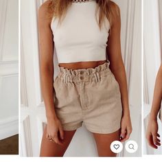 Sandstorm Taupe Corduroy Shorts. Bought From 12th Tribe And Never Worn. Size Small Trendy Beach Outfits Vacation, Nice Summer Outfits, Cotton Shorts Outfit, Cute Summer Looks, Trendy Beach Outfits, 12th Tribe, Corduroy Shorts, Mode Inspo