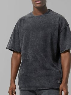 Men's 100% Cotton Acid Wash Shirt Oversized Shirt Plain Crew Neck Daily Wear Vacation Short Sleeve Clothing Apparel Fashion Sport Casual Urban Oversized Washed Black Top, Urban Baggy Cotton Tops, Oversized Washed Black Top, Oversized Washed Black Cotton Tops, Baggy Short Sleeve Urban Tops, Black Soft-washed Short Sleeve Shirt, Baggy Cotton Short Sleeve Tops, Casual Washed Black Shirt For Streetwear, Urban Short Sleeve Washed Black Tops