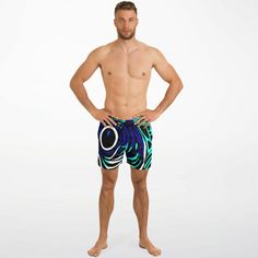 Dive into summer with confidence and style in our Maris Equi Men's Angelfish Swim Shorts. Crafted for both comfort and performance, these swim trunks are the perfect companion for your beach adventures. Pair them with our matching shirts, flip flops, and swim briefs for a coordinated look that's sure to turn heads. Explore our collection now and make a splash this season! These swim trunks are handmade after you order them. Please allow 2 weeks for delivery. This suit has a lot of stretch and is Short Swim Trunks For Swimming On Vacation, Summer Beachwear Boxer Briefs For Swimming, Green Swim Trunks With Built-in Shorts For Surfing, Swim Trunks With Built-in Shorts For Beach Sports, Summer Beach Athletic Shorts In Green, Green Tropical Swim Trunks With Built-in Shorts, Green Swim Trunks With Built-in Shorts For Water Sports, Sporty Summer Boxer Briefs For Poolside, Green Athletic Shorts For Beach Season Vacation