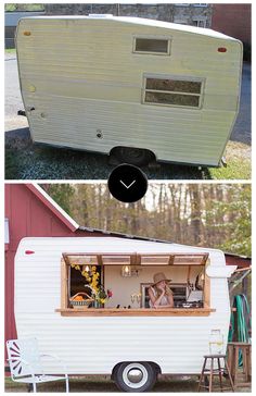 an old camper converted into a mobile home