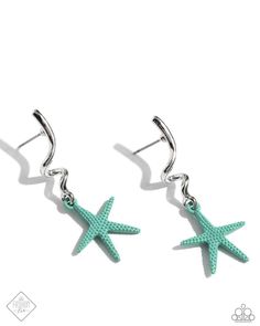 Featuring tactile studs, a Bermuda starfish charm cascades from a sleek, twisted silver post for a beach-inspired display around the ear. Features a sleek surface for sliding ability to desired position on the ear. Due to its structure, adjusting capability is limited. Sold as one pair of illusion post earrings. Orange Tiger, Pink Peacock, Starfish Earrings, The Ear, Paparazzi Accessories, April 2024, Anklet Bracelet, Beach Inspired, Paparazzi Jewelry