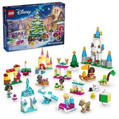 the lego disney christmas village set is in its box and ready to be played with